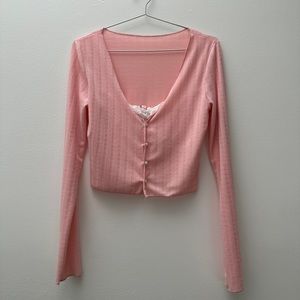 Coquette baby pink ballet top with lace details